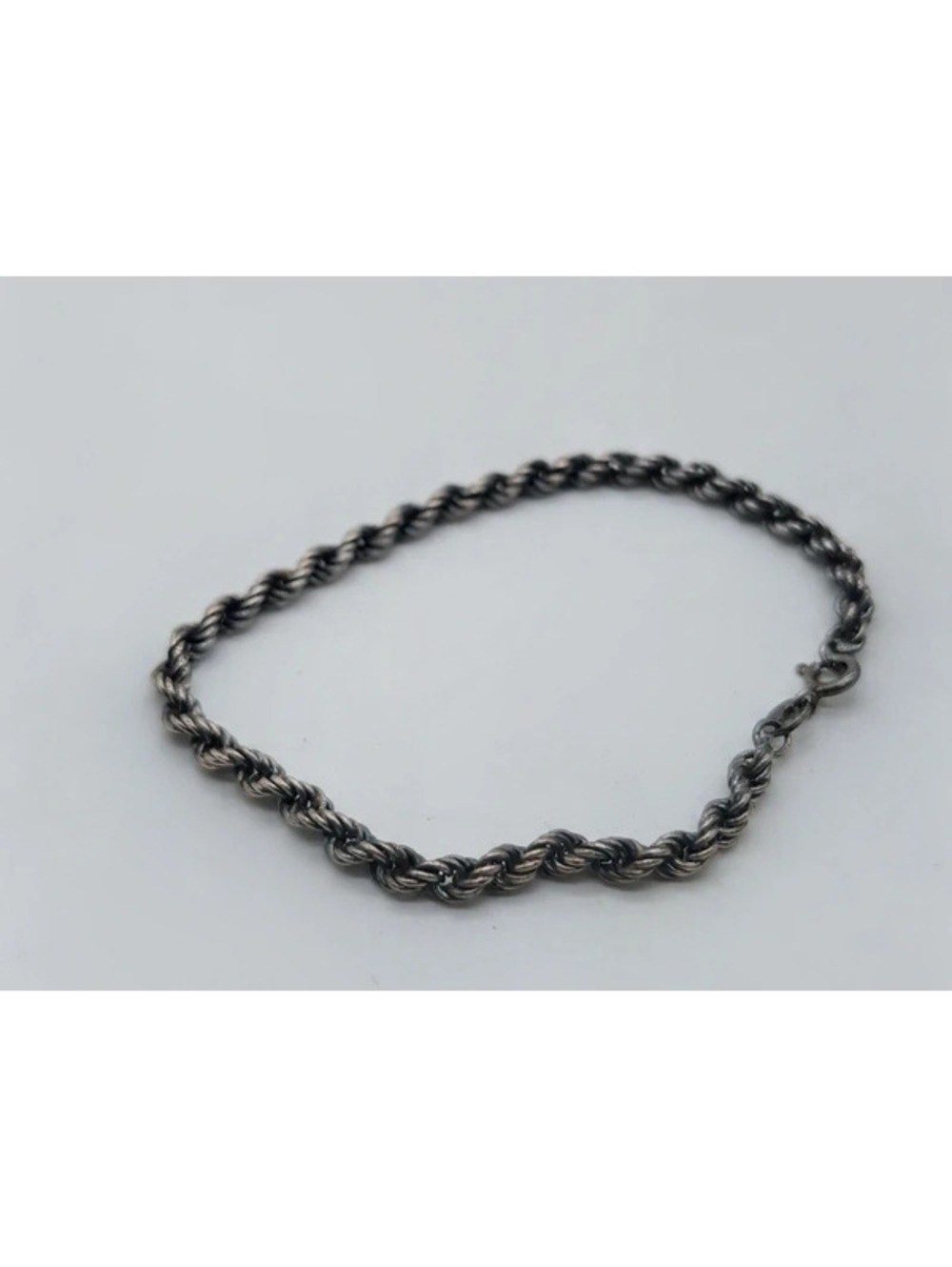 Vintage Sterling Silver Italy Rope Chain Bracelet - 7.25"